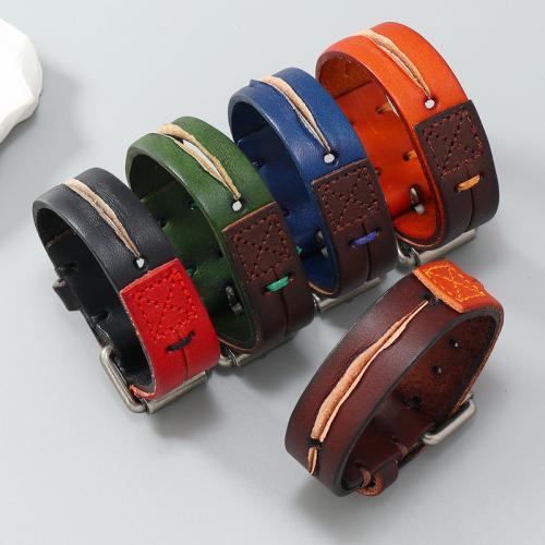 Bracelets de cuir de vachette, cuir de peau de vache, avec alliage de zinc, bijoux de mode & unisexe, plus de couleurs à choisir, 18mm Environ 24 cm, Vendu par PC