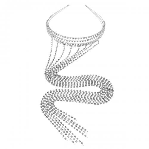 Hair Bands, Zinc Alloy, silver color plated & for woman & with rhinestone 