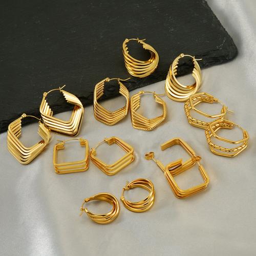 Stainless Steel Leverback Earring, 304 Stainless Steel, gold color plated & for woman 
