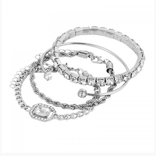 Zinc Alloy Crystal Bracelets, with Crystal, 4 pieces & fashion jewelry & Unisex [