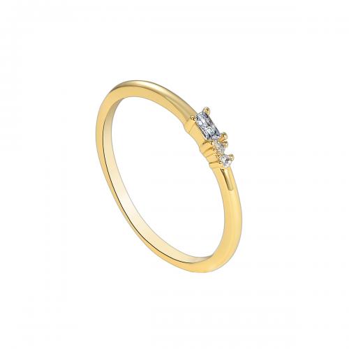 Cubic Zirconia Micro Pave Brass Finger Ring, plated & micro pave cubic zirconia & for woman, golden 
