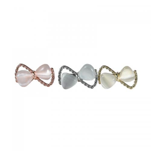 Zinc Alloy Stud Earring, with Resin, Bowknot, plated, for woman & hollow 