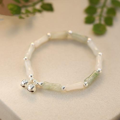Zinc Alloy Bracelet, with Resin, Bell, silver color plated, fashion jewelry & for woman Approx 6 Inch [