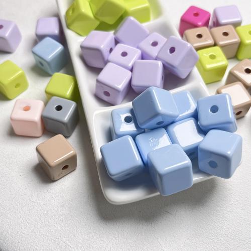 Solid Color Acrylic Beads, Square, stoving varnish, DIY 16mm 