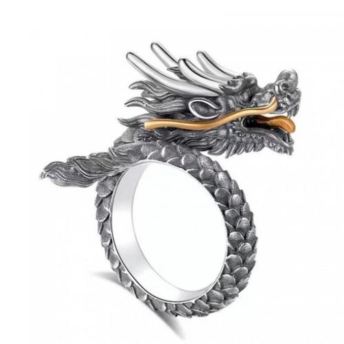 цинковый сплав Манжеты палец кольцо, Дракон, Другое покрытие, Винтаж & Мужская, размер:6-9, продается PC