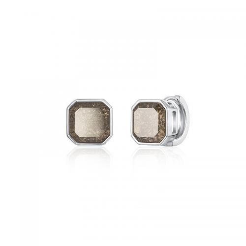 Zinc Alloy Huggie Hoop Earring, with Crystal, Geometrical Pattern, silver color plated, fashion jewelry & for man, 10mm 