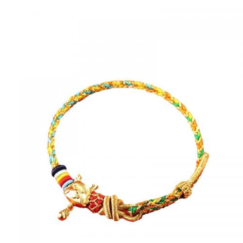 Fashion Zinc Alloy Bracelets, Cotton Cord, with Zinc Alloy, Chinese Zodiac, handmade, folk style & Unisex Approx 5.5 Inch 