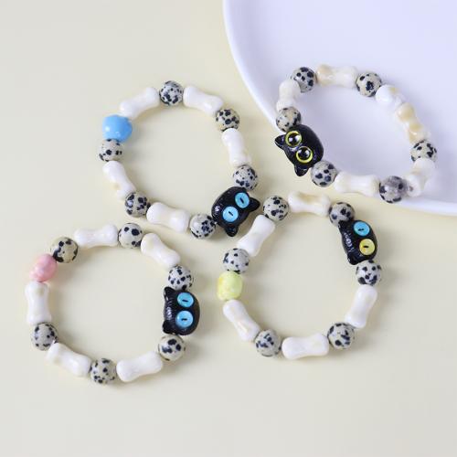 Bracelets en porcelaine, avec Dalmate & résine, chat, bijoux de mode & unisexe, plus de couleurs à choisir Environ 18 cm, Vendu par PC