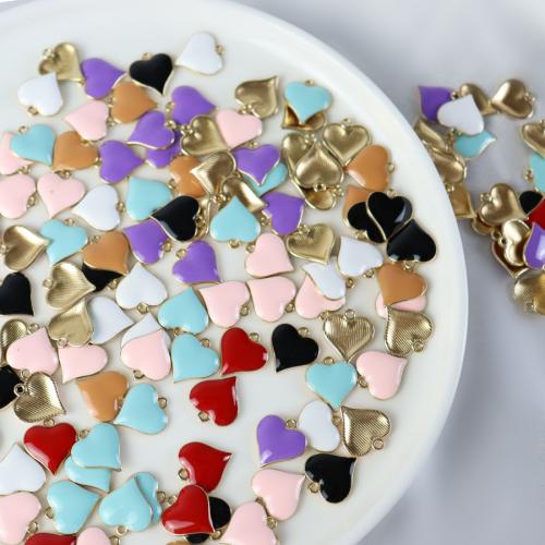 Zinc Alloy Heart Pendants, gold color plated, fashion jewelry & DIY & enamel, mixed colors Approx 