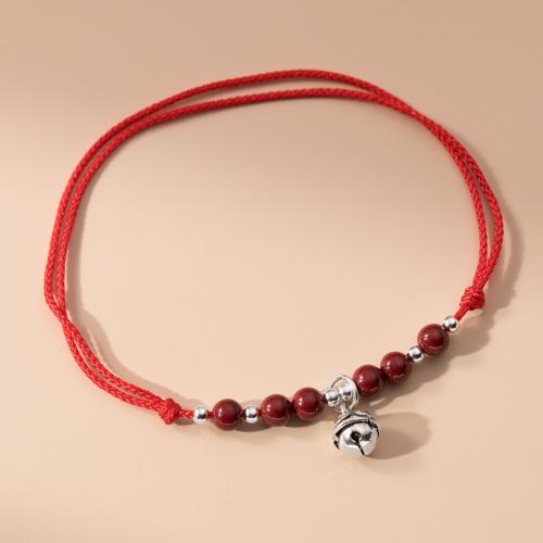 Sterling Silver Bracelets, 925 Sterling Silver, with Cinnabar, handmade, Length Adjustable & fashion jewelry & for woman Approx 29 cm 