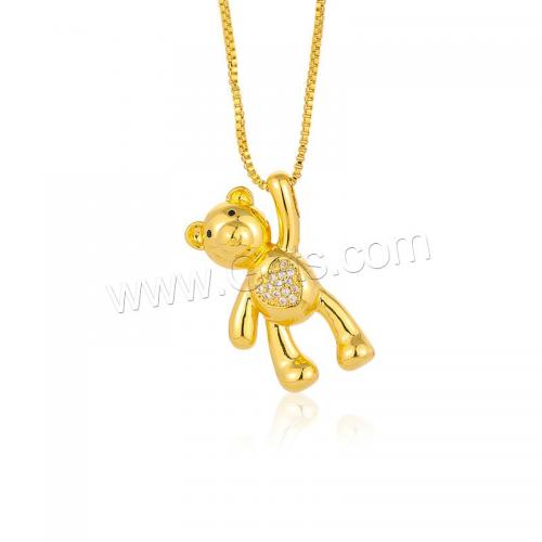 Cubic Zircon Micro Pave Brass Necklace, with 5cm extender chain, Bear, gold color plated, fashion jewelry & micro pave cubic zirconia & for woman Approx 43 cm 