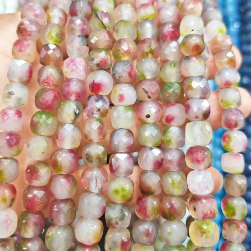 Agate Beads, Square, polished, fashion jewelry & DIY & faceted, mixed colors, 8mm, Approx 