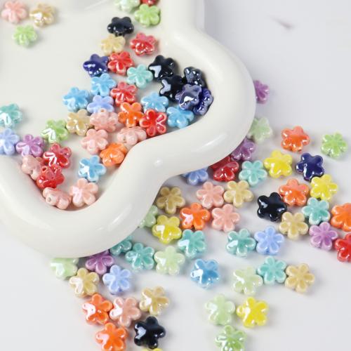 Perles porcelaine fleur, vernis au four, bijoux de mode & DIY, plus de couleurs à choisir, 12mm, Environ Vendu par sac