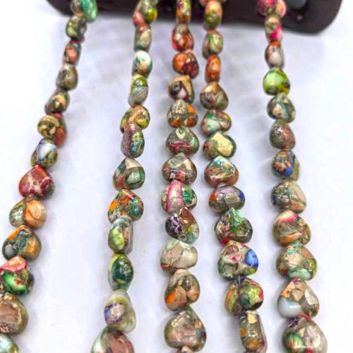 Eindruck Jaspis Perlen, Impression Jaspis, Herz, poliert, Modeschmuck & DIY, gemischte Farben, 10mm, ca. 38PCs/Strang, verkauft von Strang