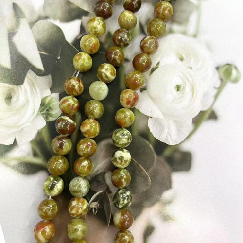 Single Gemstone Beads, Natural Stone, Round, polished, fashion jewelry & DIY green 