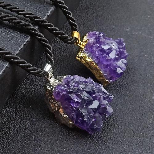 Amethyst Pendant February Birthstone , with Brass, plated, Unisex The size of the pendant is 22-38MM 