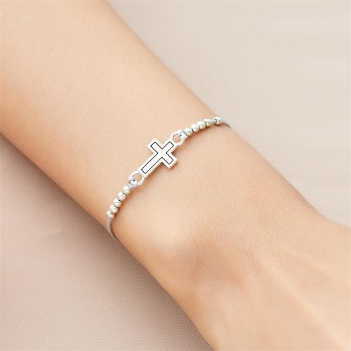 Fashion Zinc Alloy Bracelets, with Cotton Thread & Paper, Cross, plated, Adjustable & for woman 
