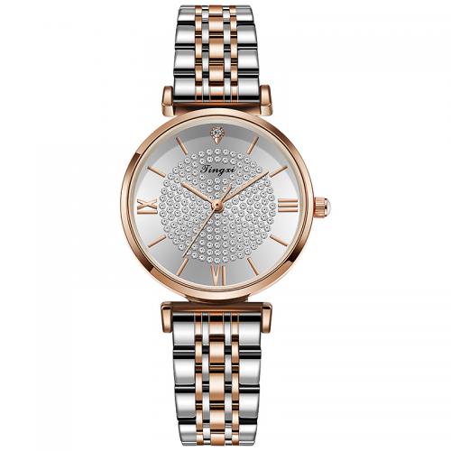 Women Wrist Watch, 304 Stainless Steel, with Glass & Zinc Alloy, Chinese movement & for woman & waterproof & with rhinestone 32mm, thickness :10mm. 
