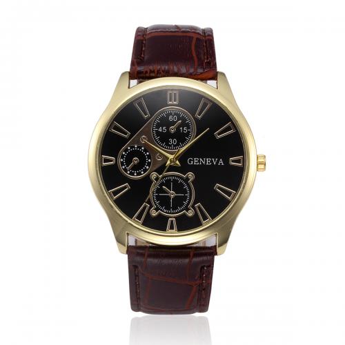 Men Wrist Watch, PU Leather, with Glass & Zinc Alloy, fashion jewelry & Chinese movement & for man Dial 39mm, thickness :8mm, band width :20. 