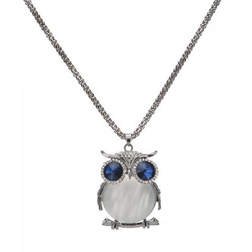 Resin Zinc Alloy Necklace, with Resin, Owl, fashion jewelry & for woman Approx 76 cm 