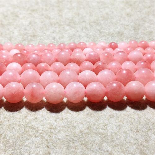 Single Gemstone Beads, Jade Quartzite, Round, fashion jewelry & DIY pink Approx 38-40 cm 
