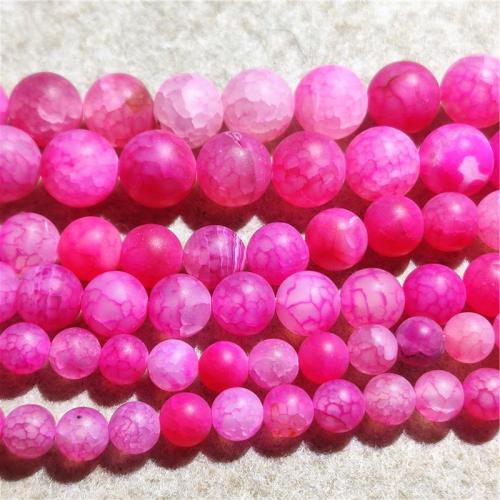 Natural Crackle Agate Bead, Flat Flower Agate, Round, DIY & frosted, rose pink Approx 36-38 cm 