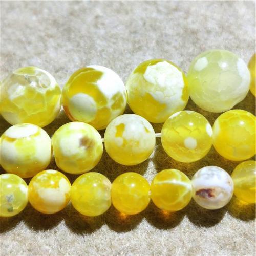 Natürliche Drachen Venen Achat Perlen, Drachenvenen Achat, rund, DIY & verschiedene Größen vorhanden, gelb, Länge:ca. 38-40 cm, verkauft von Strang