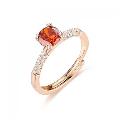 Cubic Zircon Brass Finger Ring, fashion jewelry & micro pave cubic zirconia & for woman, rose gold color, diameter 17mm 