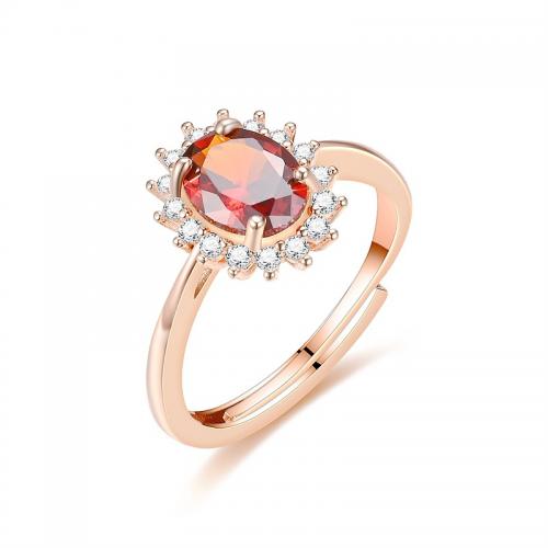 Zirkonia Messing Finger Ring, Modeschmuck & Micro pave Zirkonia & für Frau, Roségold, diameter 17mm, verkauft von PC
