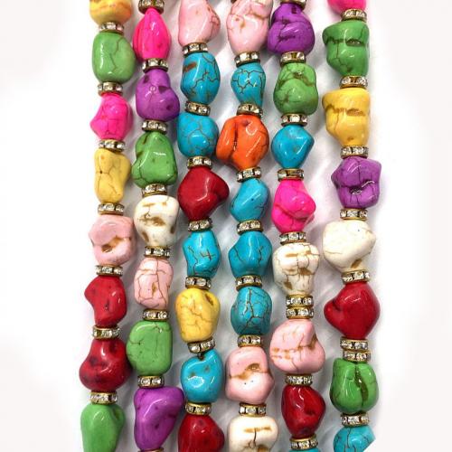 Perles en Turquoise synthétiques, Irrégulière, DIY, multicolore, 11mm Environ 38 cm, Vendu par brin