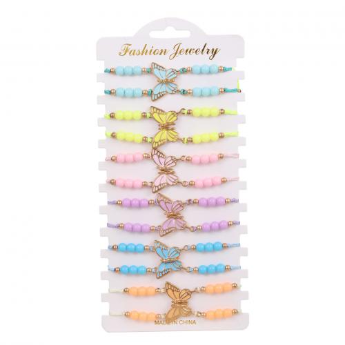 Acrylic Zinc Alloy Bracelets, with Cotton Thread & Acrylic, handmade, fashion jewelry & Unisex & enamel, multi-colored Approx 