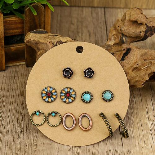 Turquoise Zinc Alloy Earring, with turquoise, plated, 6 pieces & for woman 