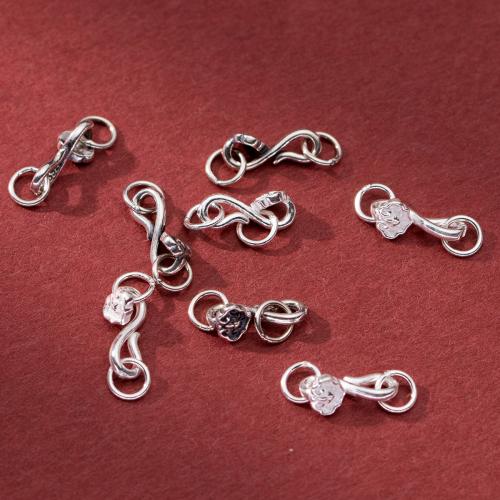 Sterling Silver Hook and Eye Clasp, 925 Sterling Silver, Antique finish, DIY 