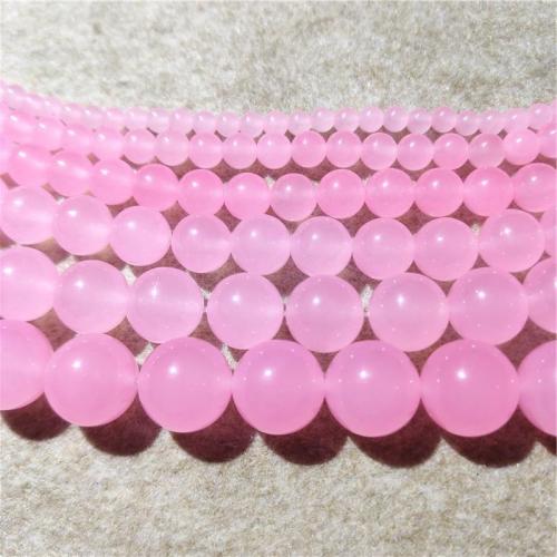 Single Gemstone Beads, Chalcedony, Round, DIY pink Approx 38-40 cm 