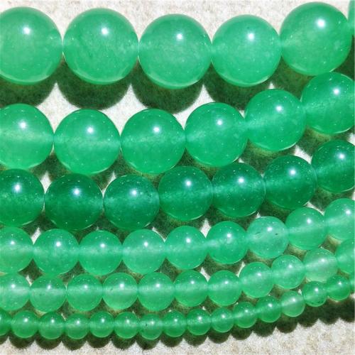 Single Gemstone Beads, Chalcedony, Round, DIY green Approx 38-40 cm 