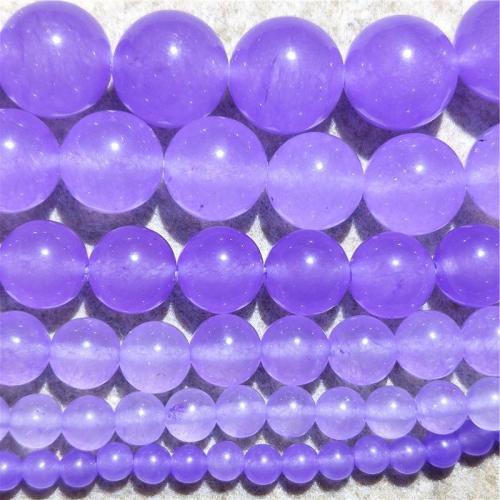 Single Gemstone Beads, Chalcedony, Round, DIY purple Approx 38-40 cm 