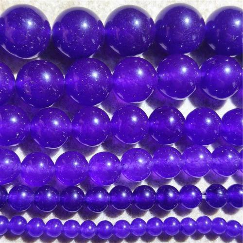 Single Gemstone Beads, Chalcedony, Round, DIY dark purple Approx 38-40 cm 