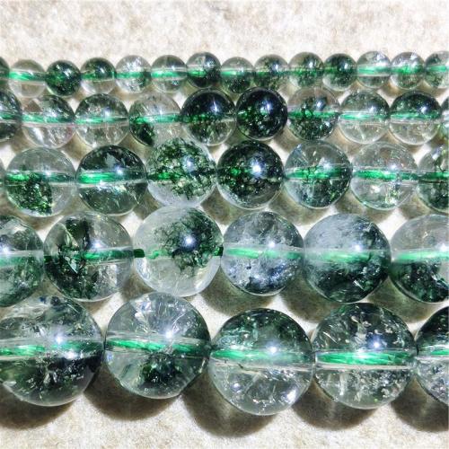 Phantom Quarz Perlen, Grüner Phantomquarz, rund, DIY & verschiedene Größen vorhanden, grün, Länge:ca. 38-40 cm, verkauft von Strang