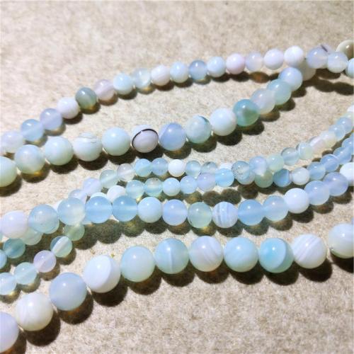 Natürliche Streifen Achat Perlen, rund, DIY & verschiedene Größen vorhanden, himmelblau, Länge:ca. 38-40 cm, verkauft von Strang