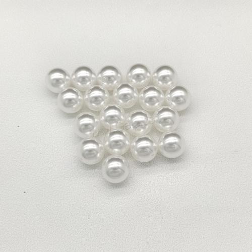 Glass Pearl Beads, Round, DIY & half-drilled, white, Approx 