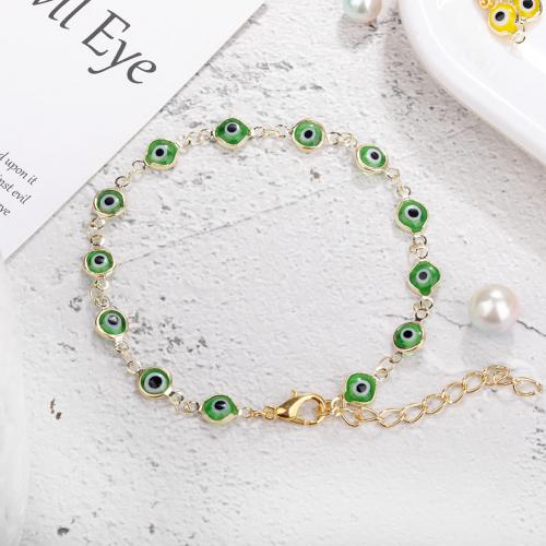 Evil Eye Jewelry Bracelet, Brass, with Resin, with 5cm extender chain, fashion jewelry & for woman Approx 19 cm 