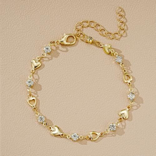 Zinc Alloy Crystal Bracelets, with Crystal, with 5.5cm extender chain, fashion jewelry & for woman & hollow Approx 18 cm 