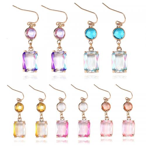 Crystal Drop Earring, Zinc Alloy, with Crystal & Brass, fashion jewelry & gradient color & for woman 
