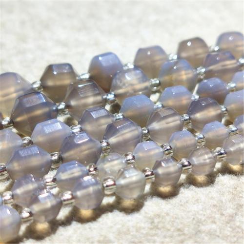 Natürliche graue Achat Perlen, Grauer Achat, DIY & verschiedene Größen vorhanden & facettierte, grau, Länge:ca. 36-38 cm, verkauft von Strang