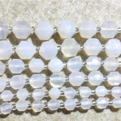 Natürliche Weiße Achat Perlen, Weißer Achat, DIY & verschiedene Größen vorhanden & facettierte, weiß, Länge:ca. 36-38 cm, verkauft von Strang