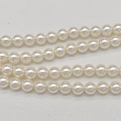 Glass Pearl Beads, Round, stoving varnish, DIY white 