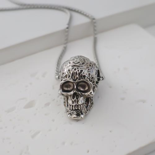 Zinc Alloy Skull Pendants, plated, DIY, silver color 