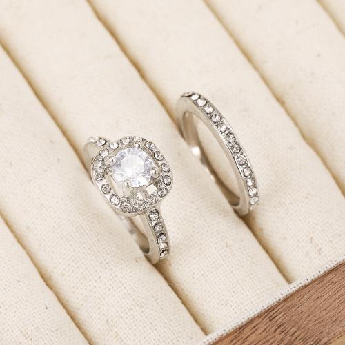 Zinc Alloy Ring Set, with Crystal, fashion jewelry & Unisex, original color 