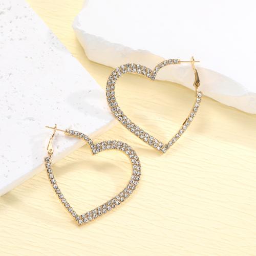 Crystal Jewelry Earring, Zinc Alloy, with Crystal, Heart, fashion jewelry & for woman [