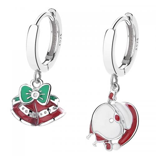 Christmas Earrings, 925 Sterling Silver, plated, micro pave cubic zirconia & for woman & epoxy gel 
